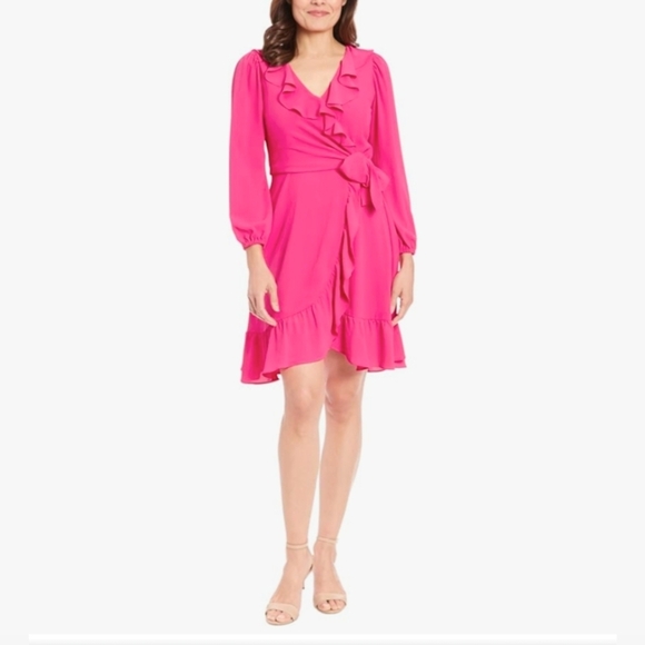 London Times Dresses & Skirts - London Times V-Neck Ruffle Detail Long Sleeve Wedding Guest Dresses for Women